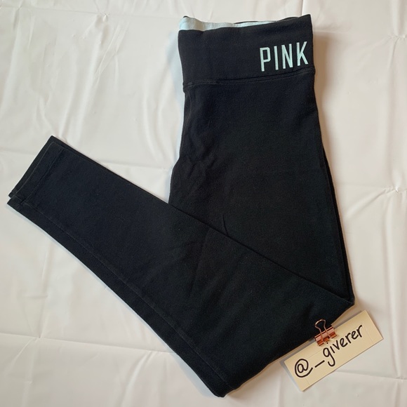 VS PINK YOGA LEGGINGS BLACK SMALL - Picture 1 of 16
